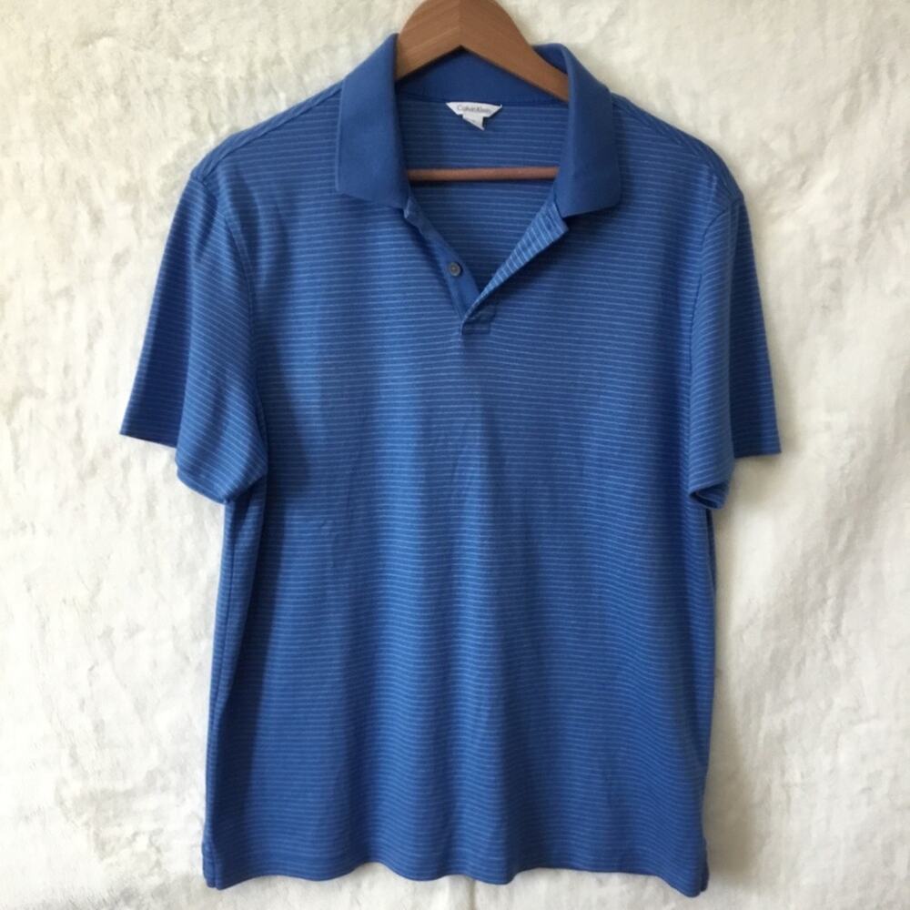 Calvin Klein Striped Blue Men Polo Shirt